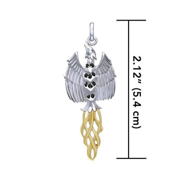 Rising Phoenix Silver and 14K Gold Accent Pendant MPD2911 - Jewelry